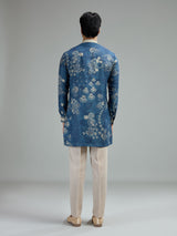 Blue mens vintage paisley kurta suit