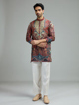 Multi color mens mughal tapestry kurta suit