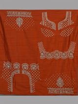 Rust orange raw silk unstitched lehenga choli with pearl accents