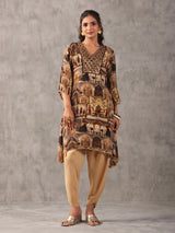 Beige viscose crepe ethnic dhoti suit