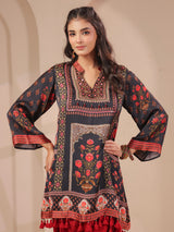 Black hand embellished kurta with elegant dhoti suit