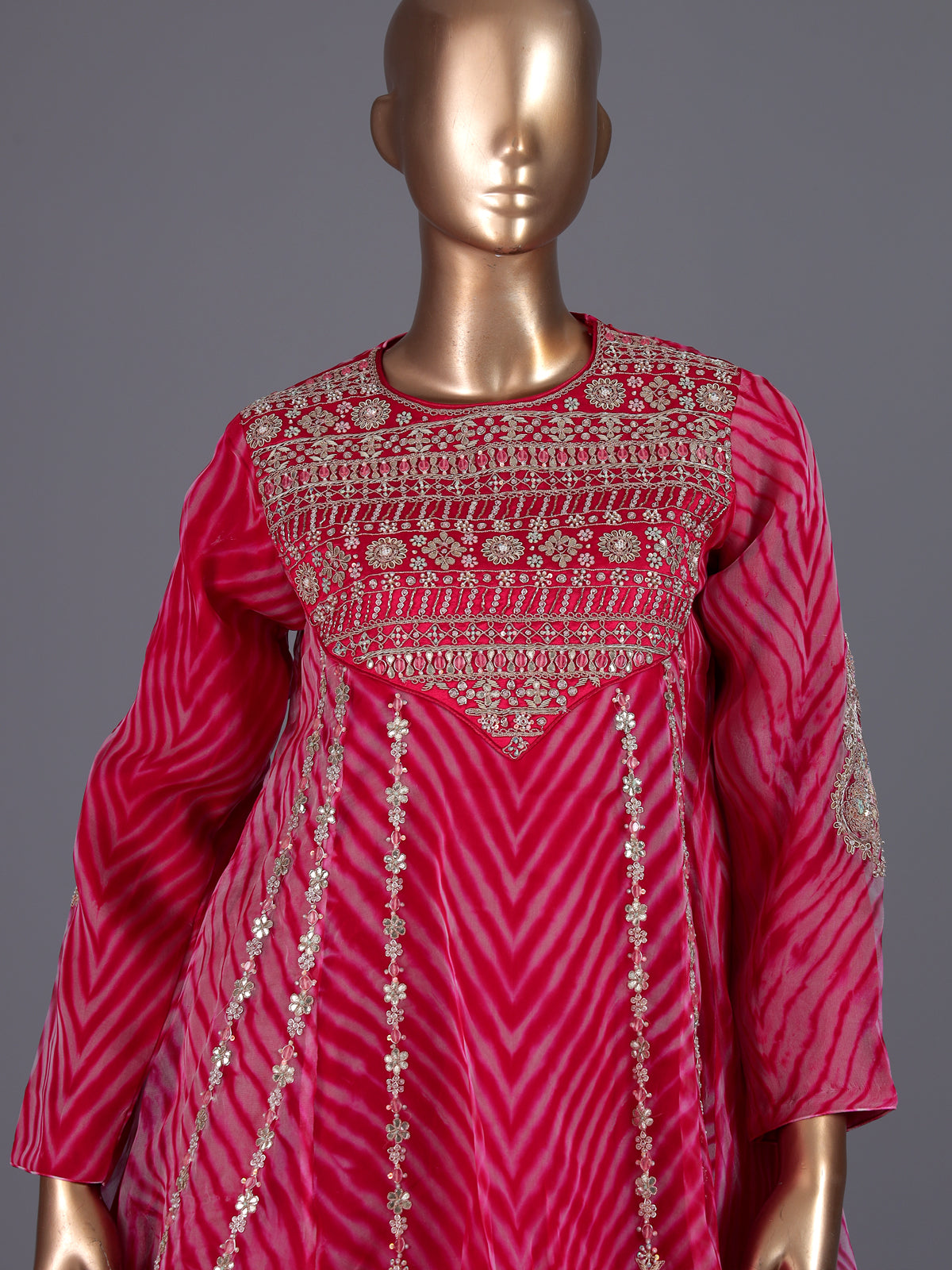 Rani pink tissue silk palazzo suit with printed