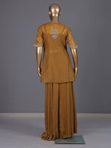 Mustard yellow organza and satin silk palazzo suit