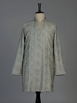 Dusty mint green silk blend mens kurta suit with sparkling detailing
