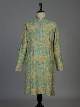 Multicolor silk blend mens kurta suit with elegant printed styling