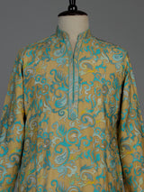 Multicolor silk blend mens kurta suit with elegant printed styling