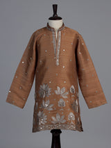 Brown heritage tree embroidered boys kurta suit