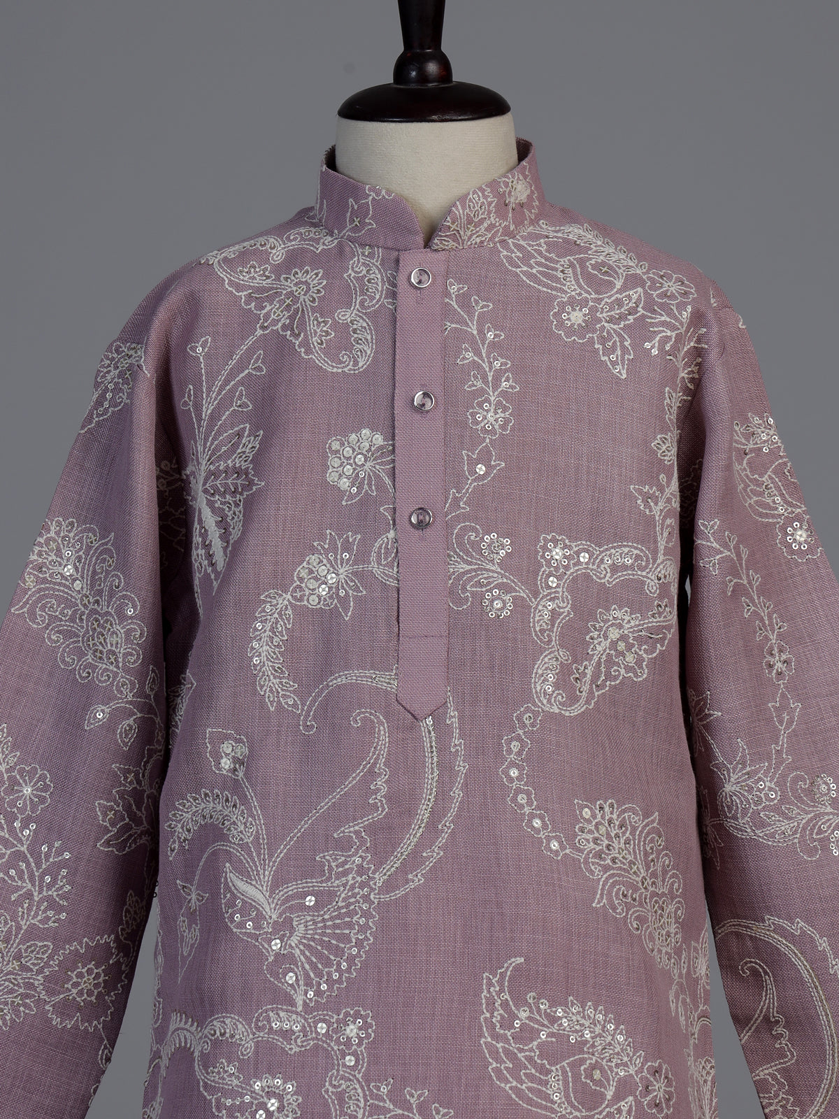 Lilac purple kashmiri embroidered boys kurta suit