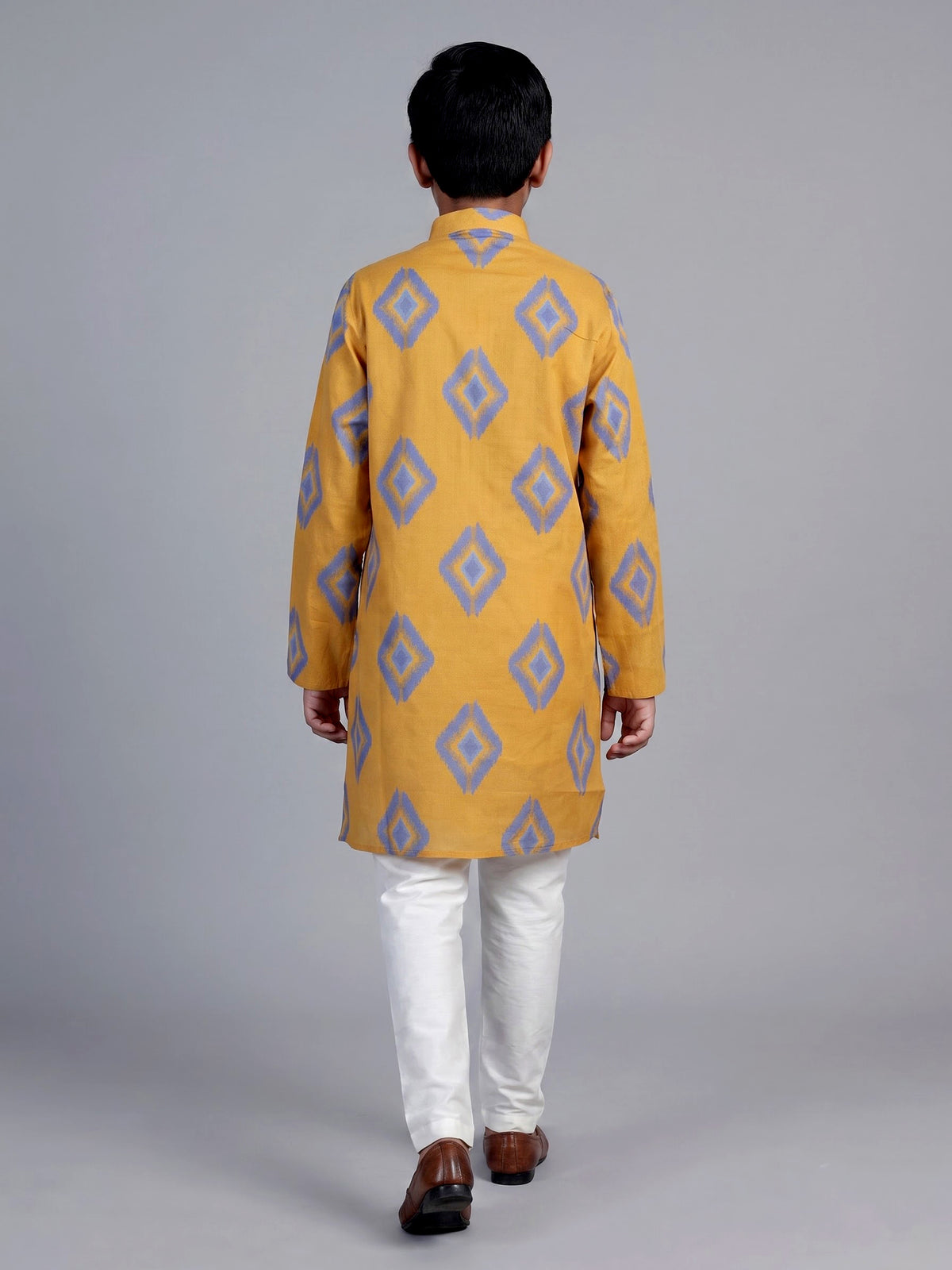 Yellow patola print boys kurta suit