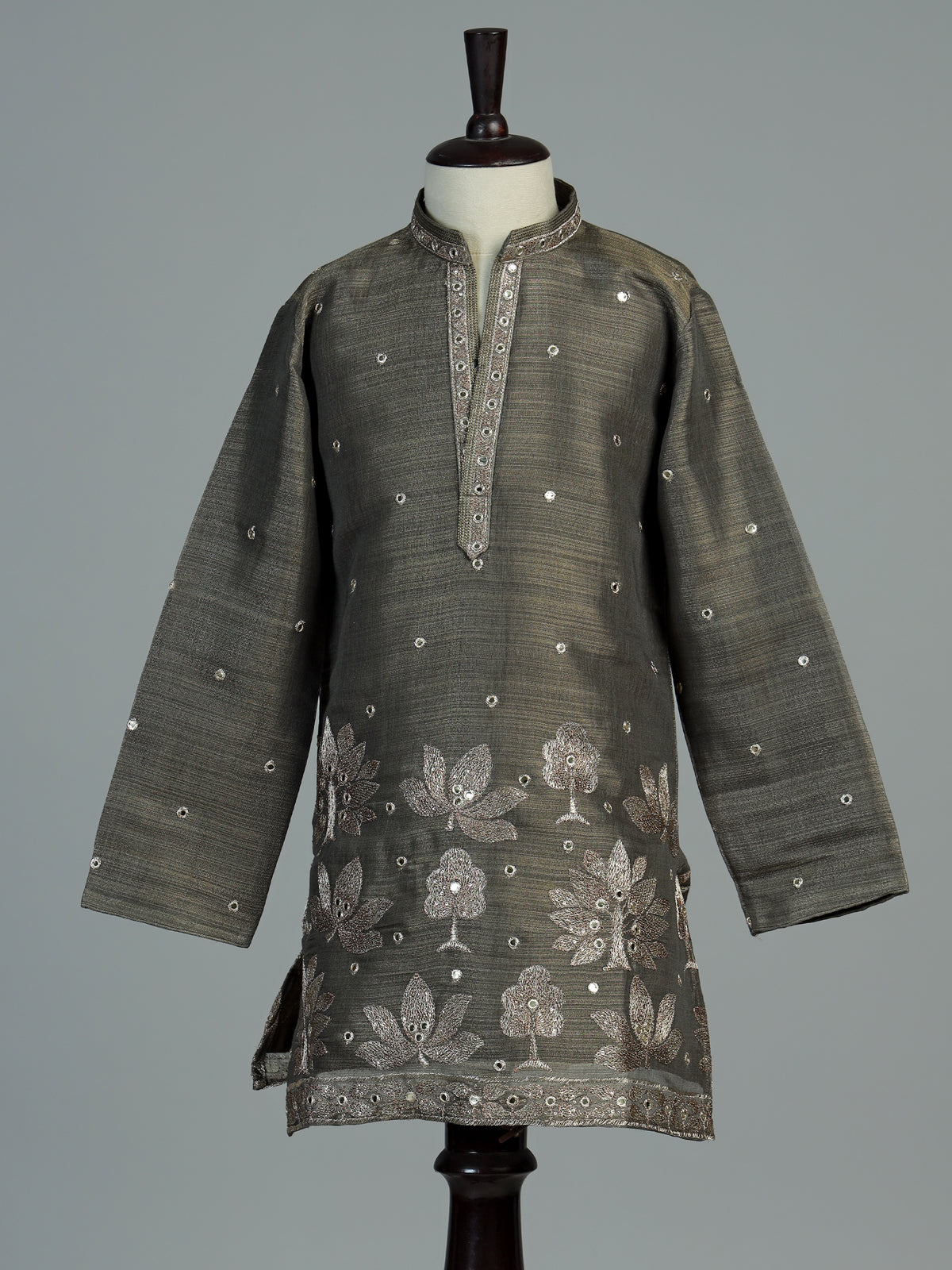 Stone grey heritage tree boys kurta suit