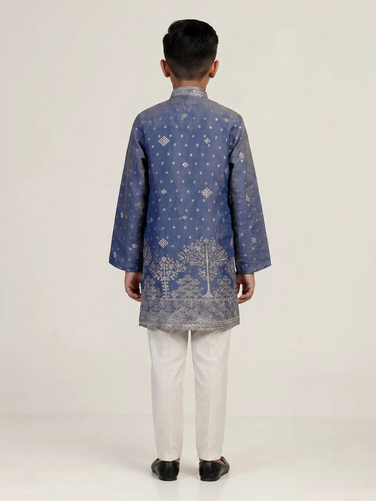 Stone blue chanderi silk  boys kurta suit