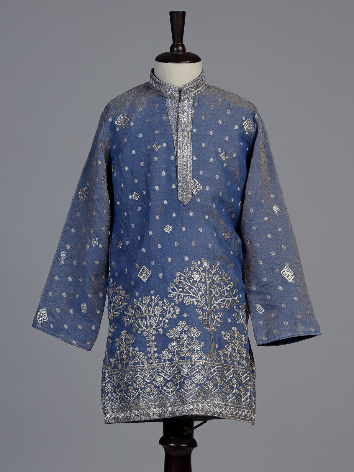 Stone blue chanderi silk  boys kurta suit