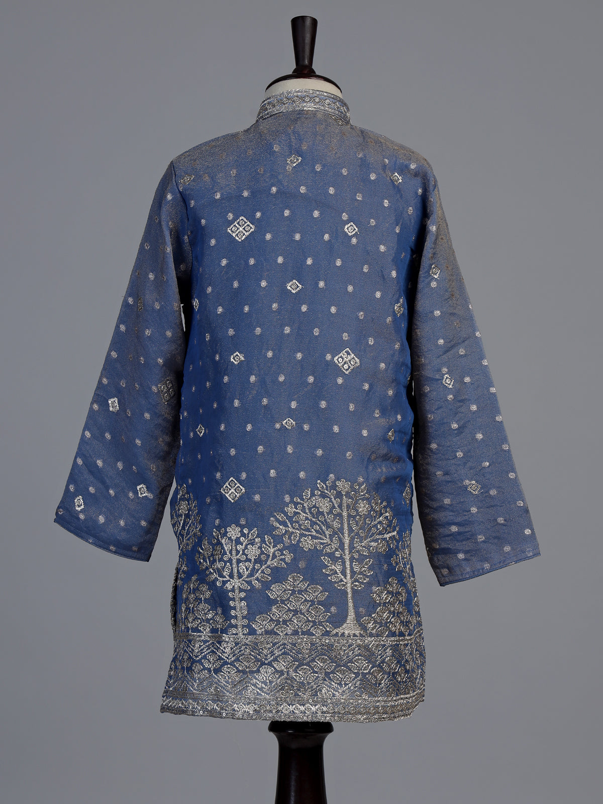 Stone blue chanderi silk  boys kurta suit