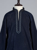 Navy blue diamond chain boys kurta suit
