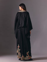 Black crepe silk indowestern suit with designer embellishments