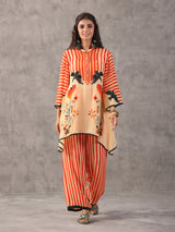 Orange casual printed embellished co ord set