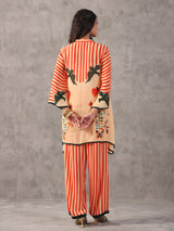 Orange casual printed embellished co ord set