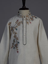 Off white pastel floral boys kurta suit