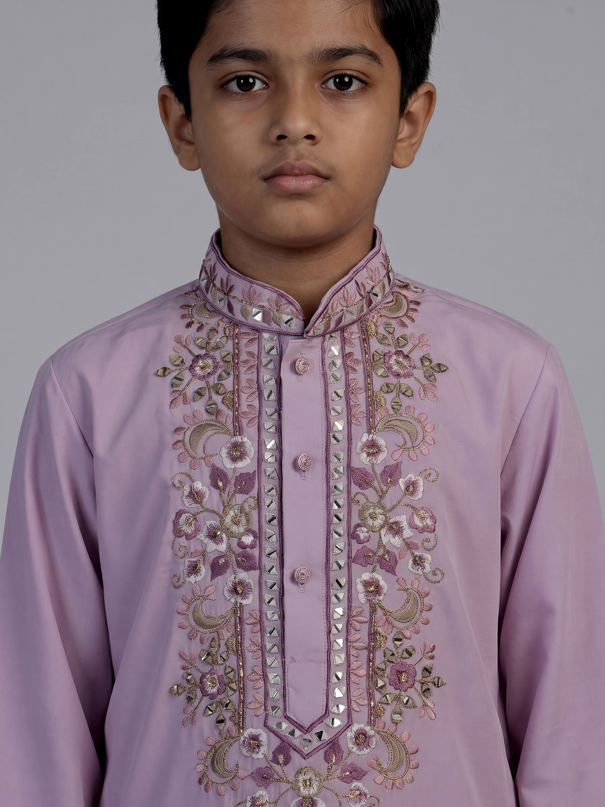 Purple jharokha embroidered boys kurta suit