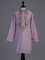 Purple jharokha embroidered boys kurta suit