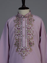 Purple jharokha embroidered boys kurta suit
