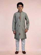 Pista green zardosi embroidered boys kurta suit