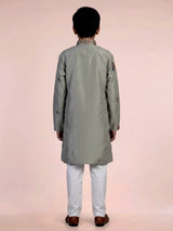 Pista green zardosi embroidered boys kurta suit
