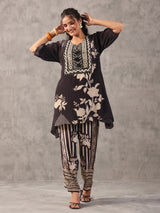 Black monotone tassel embellished co ord set