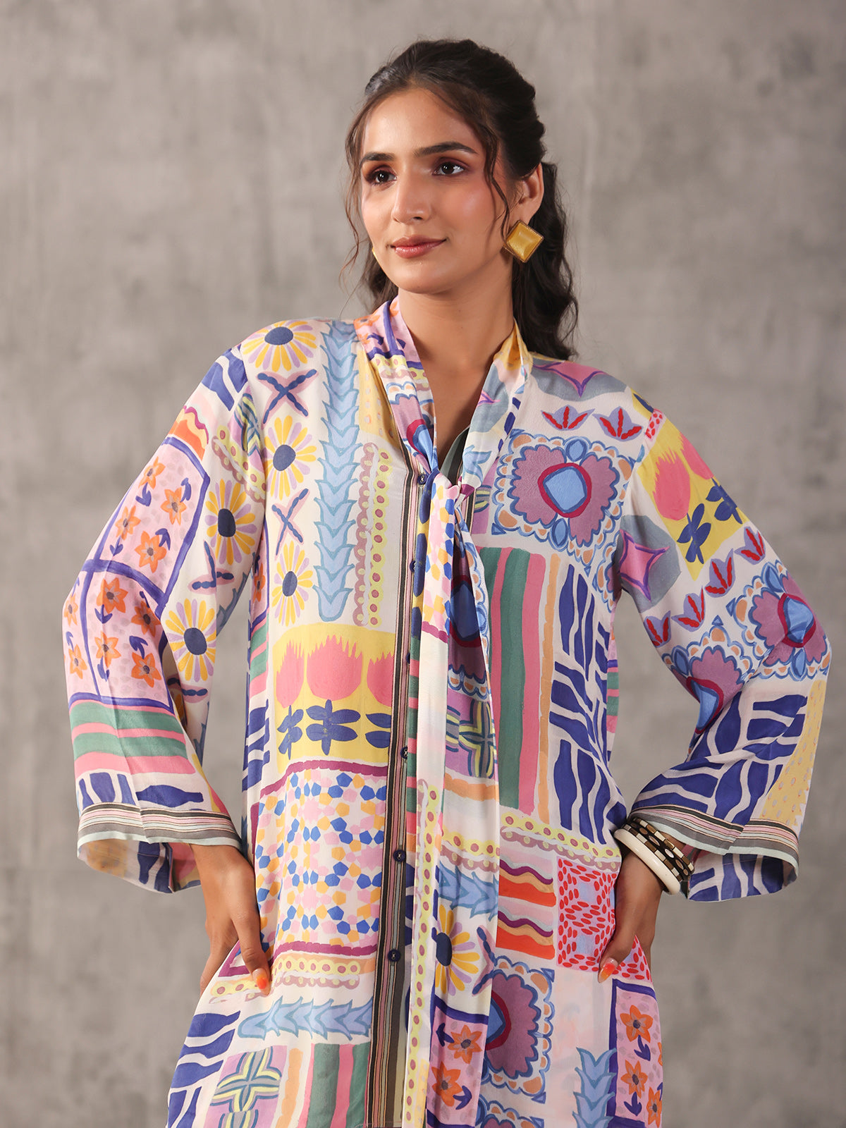 Off white quirky printed full sleeve palazzo co ord set
