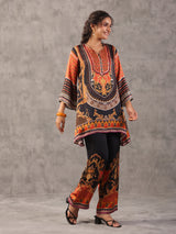 Black regal beaded and mirror embellished co ord set