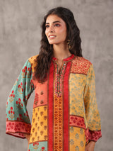 Red and yellow ethnic printed co ord set