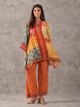 Red and yellow ethnic printed co ord set