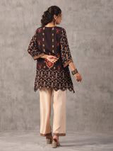 Black scalloped hem cutdana work co ord set