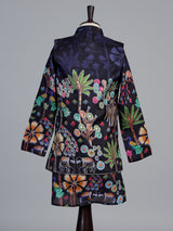 Black pichwai print boys waistcoat set