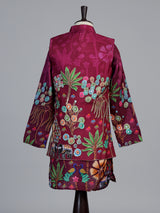 Wine pichwai print boys waistcoat set