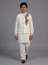 Cream crested bird boys waistcoat set