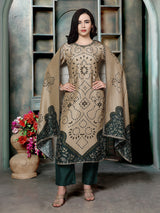 Desert khaki green printed women kurti set