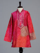 Fuchsia pink bandhani boys kurta suit