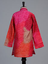 Fuchsia pink bandhani boys kurta suit