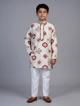 Off white patola print boys kurta suit