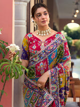 Multicolor crepe silk women patola printed saree
