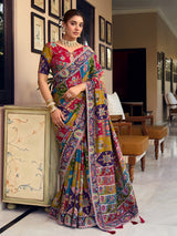 Multicolor crepe silk women patola printed saree