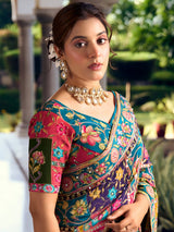 Royal indigo blue crepe silk women persian saree