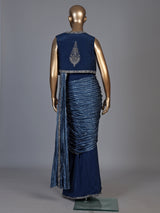 Navy blue jacket drape ready to wear saree for women