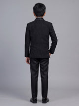 Black floral brocade shawl collar coat suit