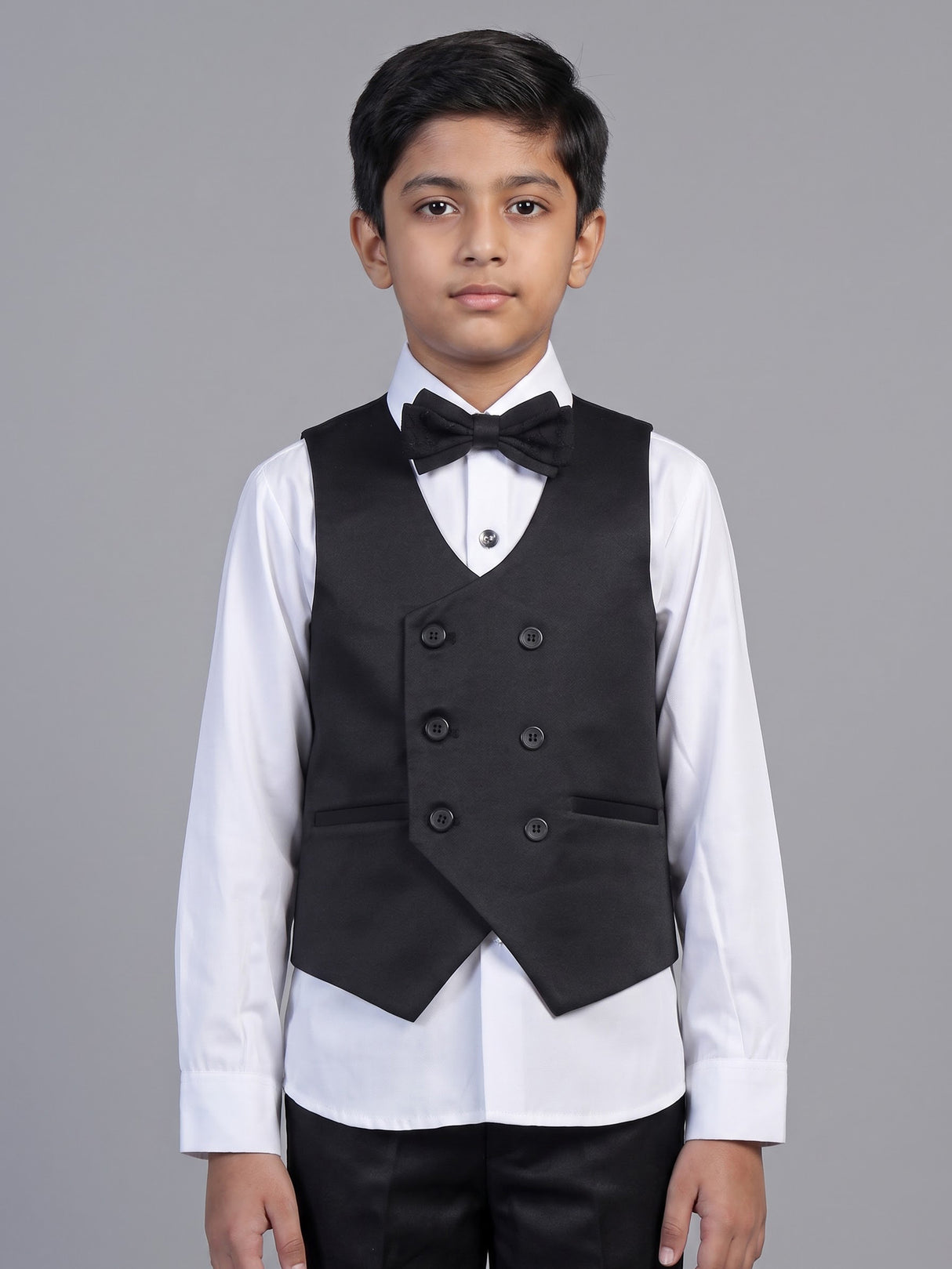 Black floral brocade shawl collar coat suit