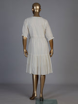 Off white cotton blend designer kurti with floral embroidery
