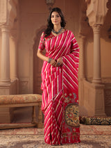 Vibrant rani pink leheriya saree for women