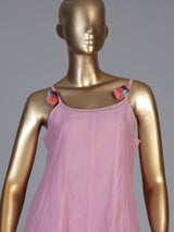 Elegant pink silk blend anarkali kurti set with floral embroidery