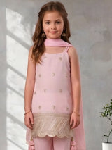 Light pink zari embroidered girls palazzo suit